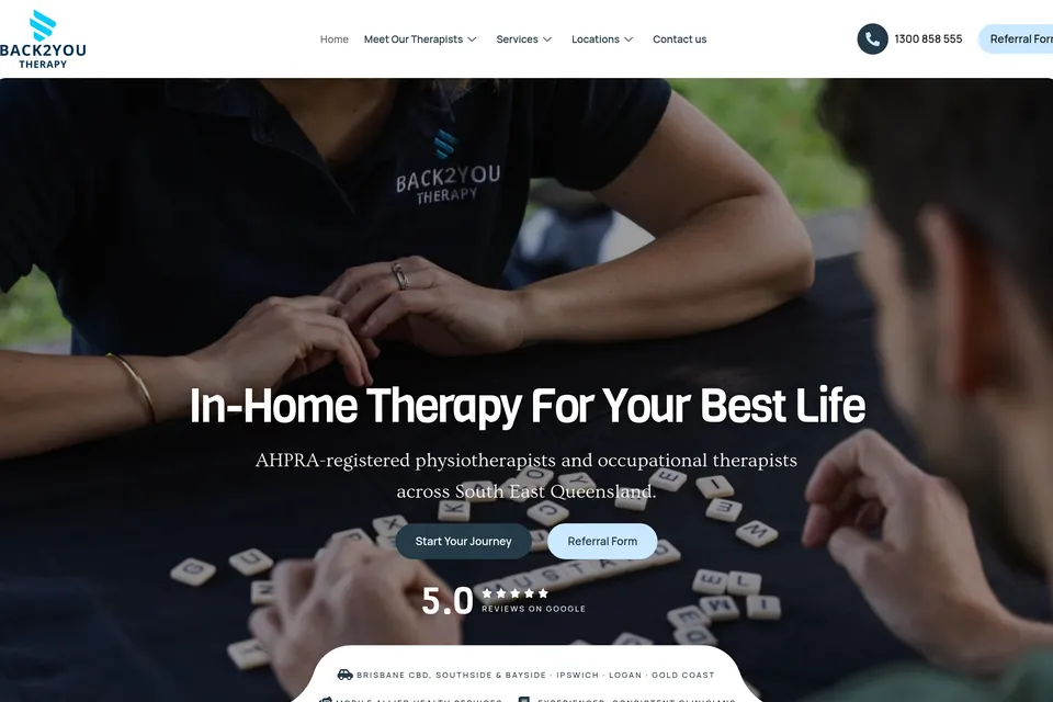 The Back2You Therapy homepage