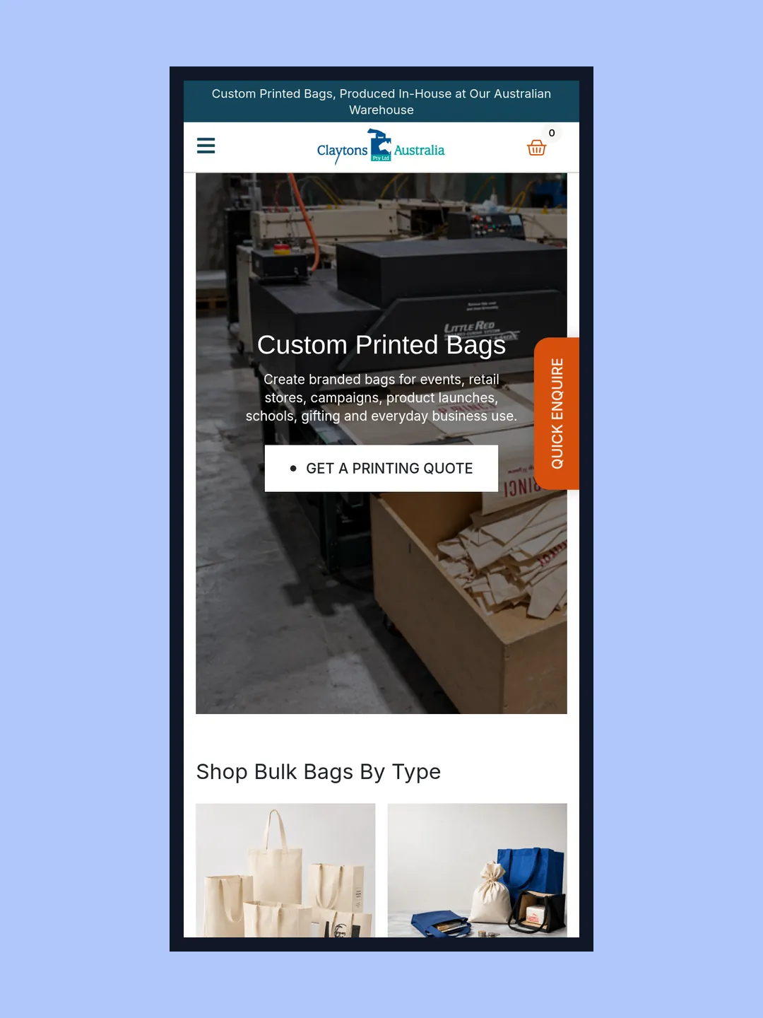 The Claytons Australia homepage on a phone
