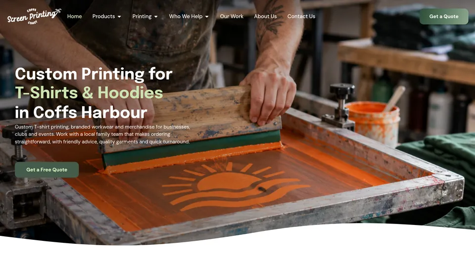 The Coffs Coast Screen Printing homepage