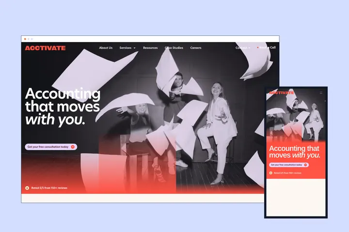 The Acctivate Accountants website on desktop and mobile