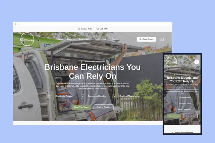 The GQ Electrical website on desktop and mobile