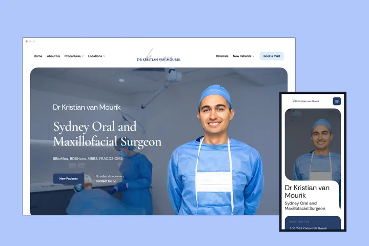 The Dr Kristian van Mourik website on desktop and mobile