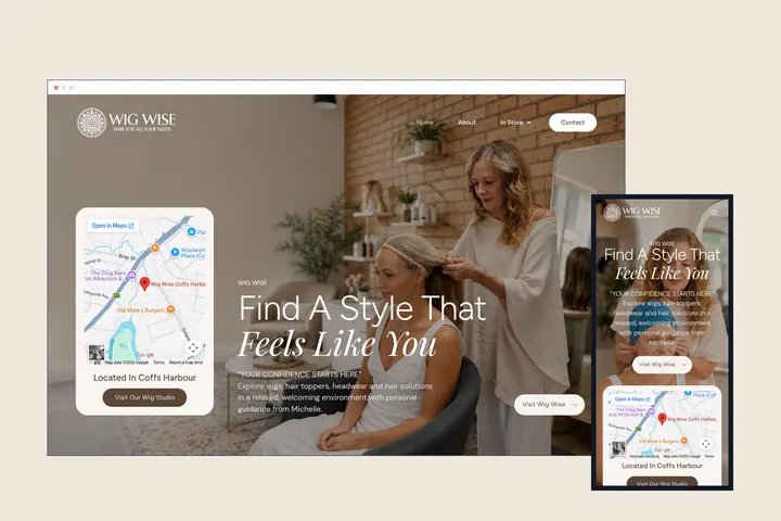 The Wig Wise website on desktop and mobile